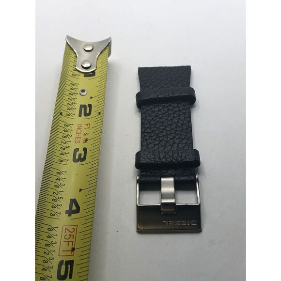 Diesel Watch Parts 2 Piece Leather Half Band Only Clasp Black 24mm PY207 - Picture 1 of 7